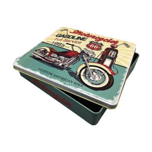 JK Home Décor - Κουτί Μεταλλικό Motorcycles 23x22x4.5cm