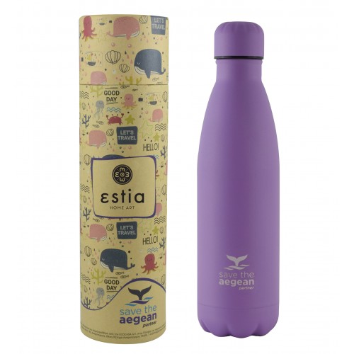 ESTIA ΘΕΡΜΟΣ TRAVEL FLASK SAVE THE AEGEAN 500ml LAVENDER PURPLE