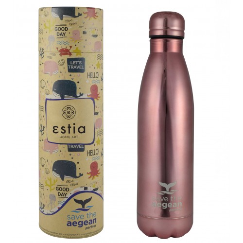 ESTIA ΘΕΡΜΟΣ TRAVEL FLASK SAVE THE AEGEAN 500ml ROSE GOLD