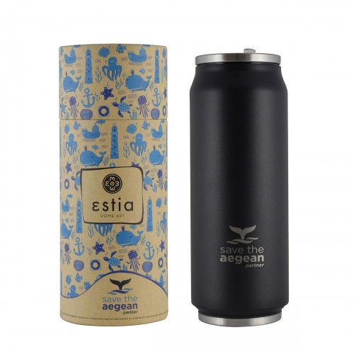 ESTIA ΘΕΡΜΟΣ TRAVEL CUP SAVE THE AEGEAN 500ml MIDNIGHT BLACK