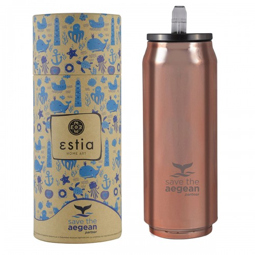 ESTIA ΘΕΡΜΟΣ TRAVEL CUP SAVE THE AEGEAN 500ml ROSE GOLD