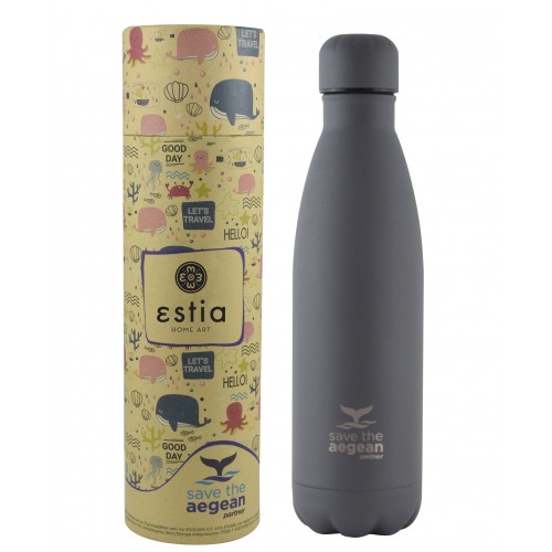 ESTIA ΘΕΡΜΟΣ TRAVEL FLASK SAVE THE AEGEAN 500ml FJORD GREY