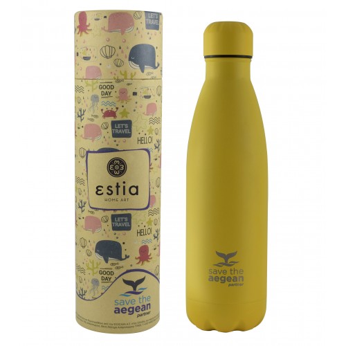 ESTIA ΘΕΡΜΟΣ TRAVEL FLASK SAVE THE AEGEAN 500ml PINEAPPLE YELLOW