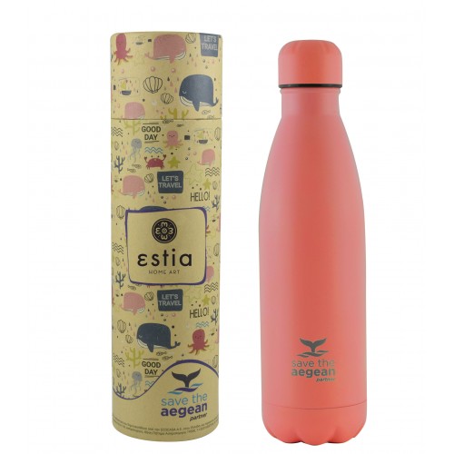 ESTIA ΘΕΡΜΟΣ TRAVEL FLASK SAVE THE AEGEAN 500ml FUSION CORAL