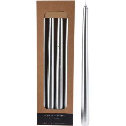 DINNER CANDLES 4PC 30CM SILVER