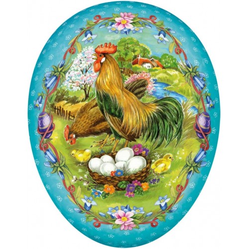 JK Home Décor - Αυγό Χάρτινο Ανοιγόμενο Chicken Family 35cm