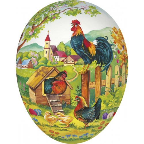 JK Home Décor - Αυγό Χάρτινο Ανοιγόμενο Rooster on Fence 35cm