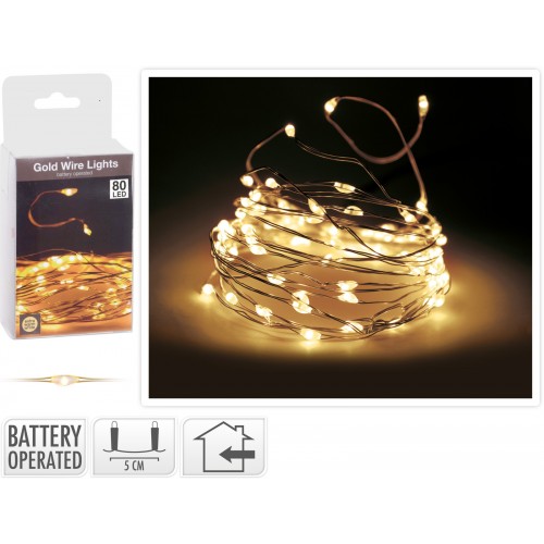 JΚ Home Décor - Goldwire 80LED WW BO Εσωτερικού Χώρου 3xAA