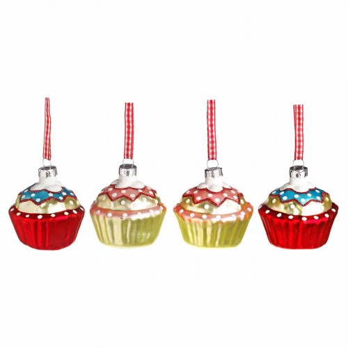 JΚ Home Décor - Στολίδι Cupcake Γυάλινο S/4 5.5cm