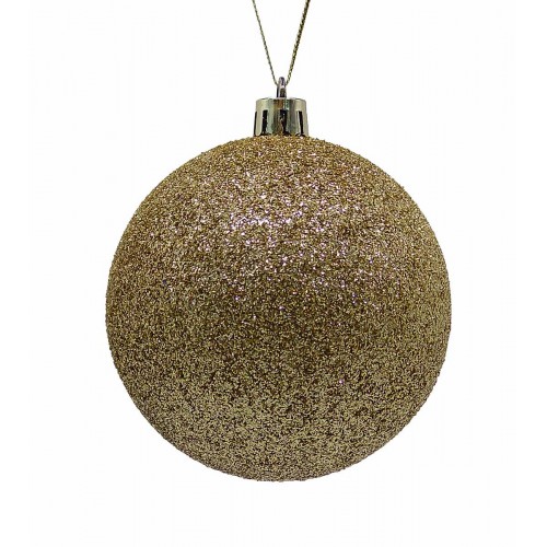 JΚ Home Décor - Μπάλα Πλαστική Χρυσή Με Glitter S/6 8cm