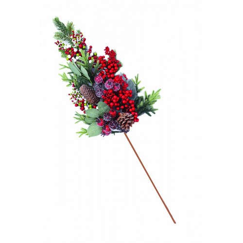 JΚ Home Décor - Κλαδί Με Berries & Κουκουνάρια 65cm