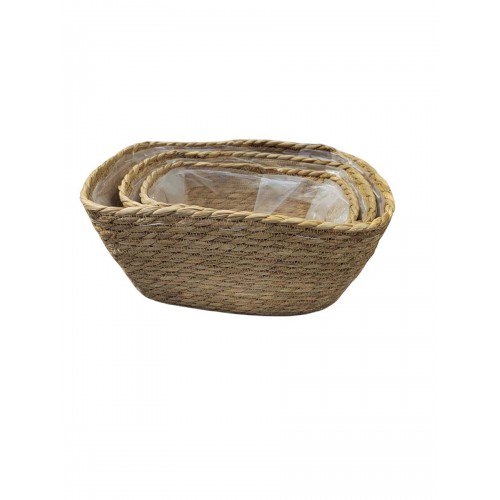 JK Home Décor - Καλάθι Seagrass Φυσικό 25-32x18-24x12-16cm S/3