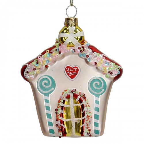 JΚ Home Décor - Στολίδι Candy House Γυάλινο 11.5cm