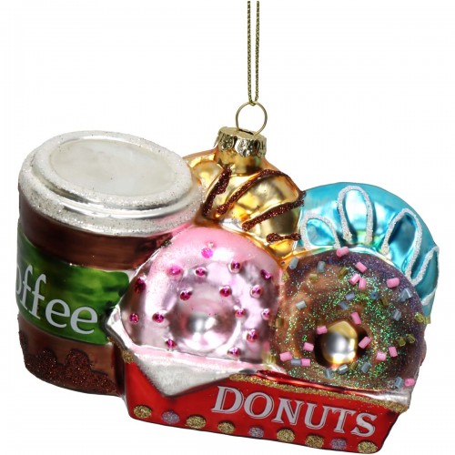 JΚ Home Décor - Στολίδι Donuts & Coffee Γυάλινο 12cm