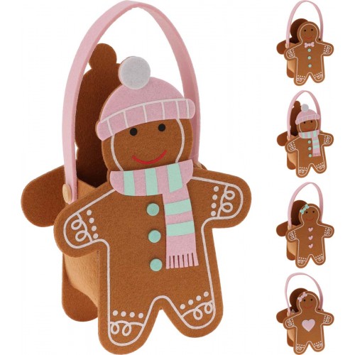 JΚ Home Décor - Τσαντάκι Gingerbread  Τσόχινο 20cm 4Σχδ