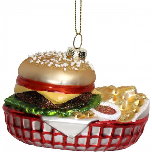 JΚ Home Décor - Στολίδι Hamburger & Fries Γυάλινο 10.2cm