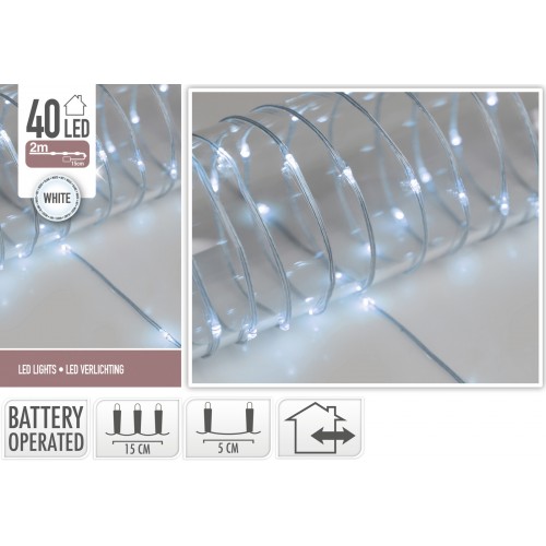 JΚ Home Décor - Λαμπάκια Εύκαμπτο Καλώδιο Διάφανο White 40LED