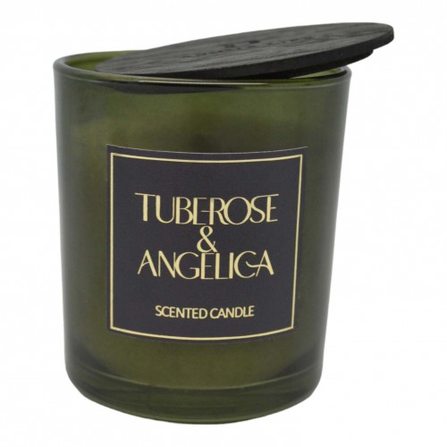 ΑΡΩΜΑΤΙΚΟ ΚΕΡΙ TUBEROSE & ANGELICA  ΣΕ ΓΥΑΛΙΝΟ ΔΟΧΕΙΟ ΜΕ ΚΑΠΑΚΙ 7x7x7,8εκ. ANKOR