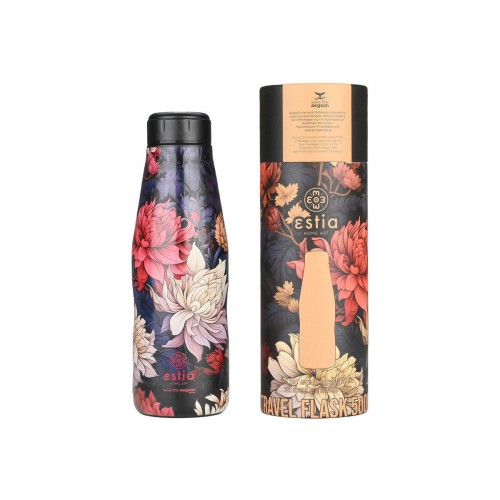 ESTIA ΘΕΡΜΟΣ TRAVEL FLASK SAVE THE AEGEAN 500ml MIDNIGHT BLOSSOM