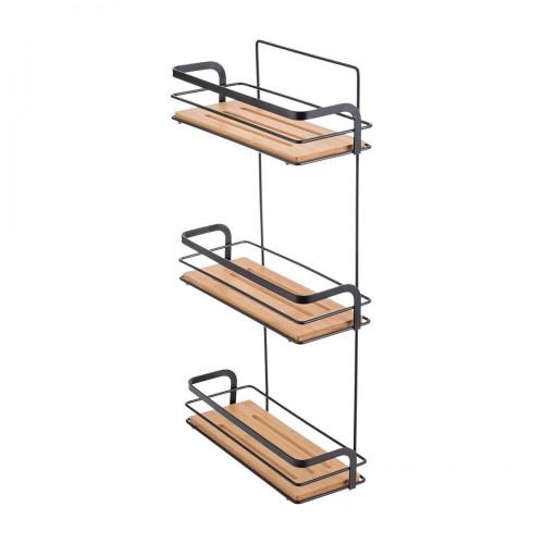 ESTIA ΕΤΑΖΕΡΑ BAMBOO ESSENTIALS ΜΕΤΑΛΛΙΚΗ ΙΣΙΑ 3 ΘΕΣΕΩΝ 25.5x10.5x49cm ΜΑΥΡΗ